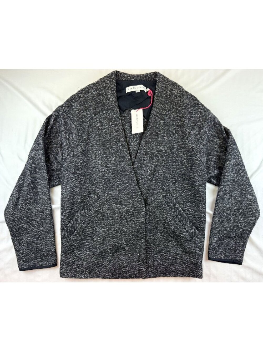 NWT See by Chloé Women’s Grey Cotton/Wool/Alpaca Unlined Coat Size 6US /  42IT